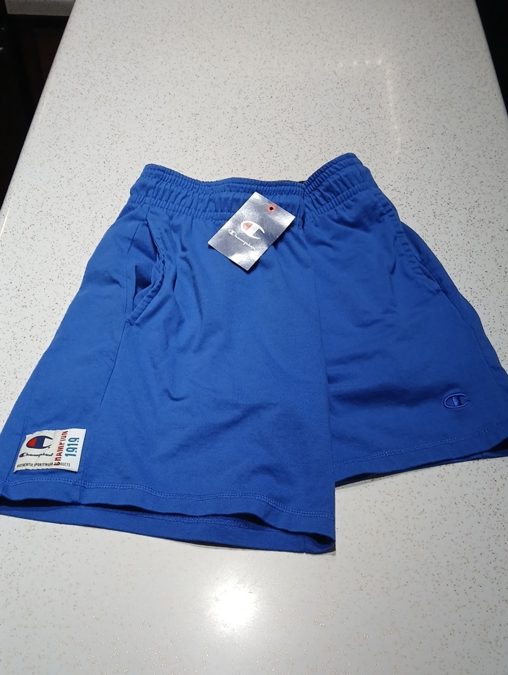 Champion Men's Royal Blue Athletic Shorts with Logo Patch
